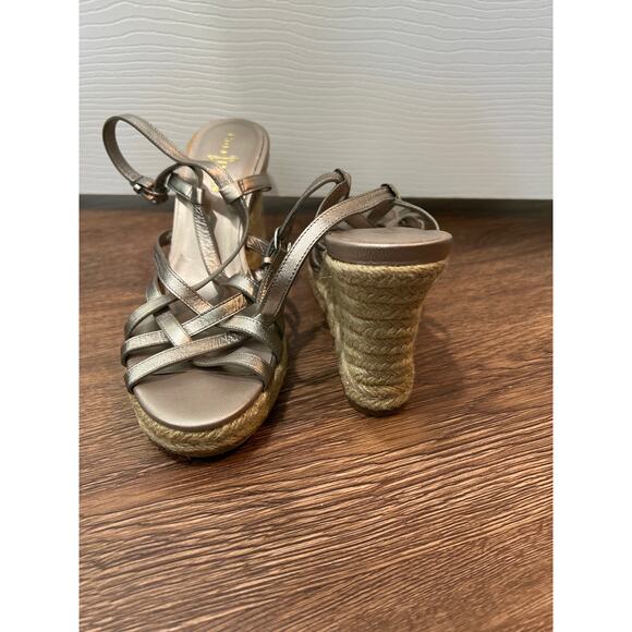 Cole Haan Meadow Strap Wedge II Silver Espadrille Sandal Women's Size 8.5 - Picture 3 of 8